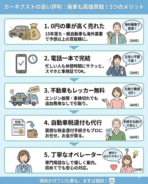 カーネクストの良い評判口コミは「廃車でも値段がついた」